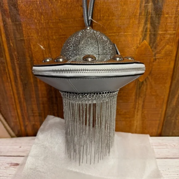 Kate Spade Spaced Out Embellished Metallic 3D UFO Top Handle Bag - Picture 5 of 9